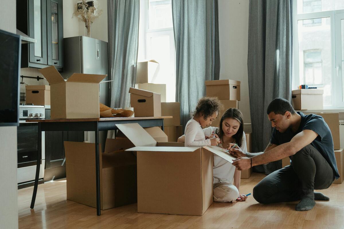 A family preparing for a kitchen remodeling