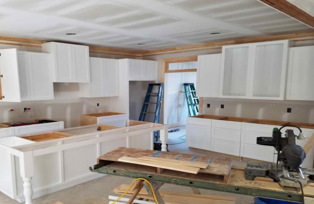 DIY builder crafting custom kitchen cabinets with a table saw in Austin workshop – step-by-step cabinet construction guide