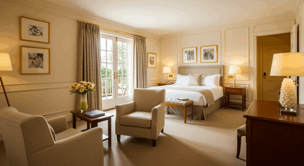 Elegant guest suite remodel with sitting area and private bathroom - versatile living space design by Together Design Build
