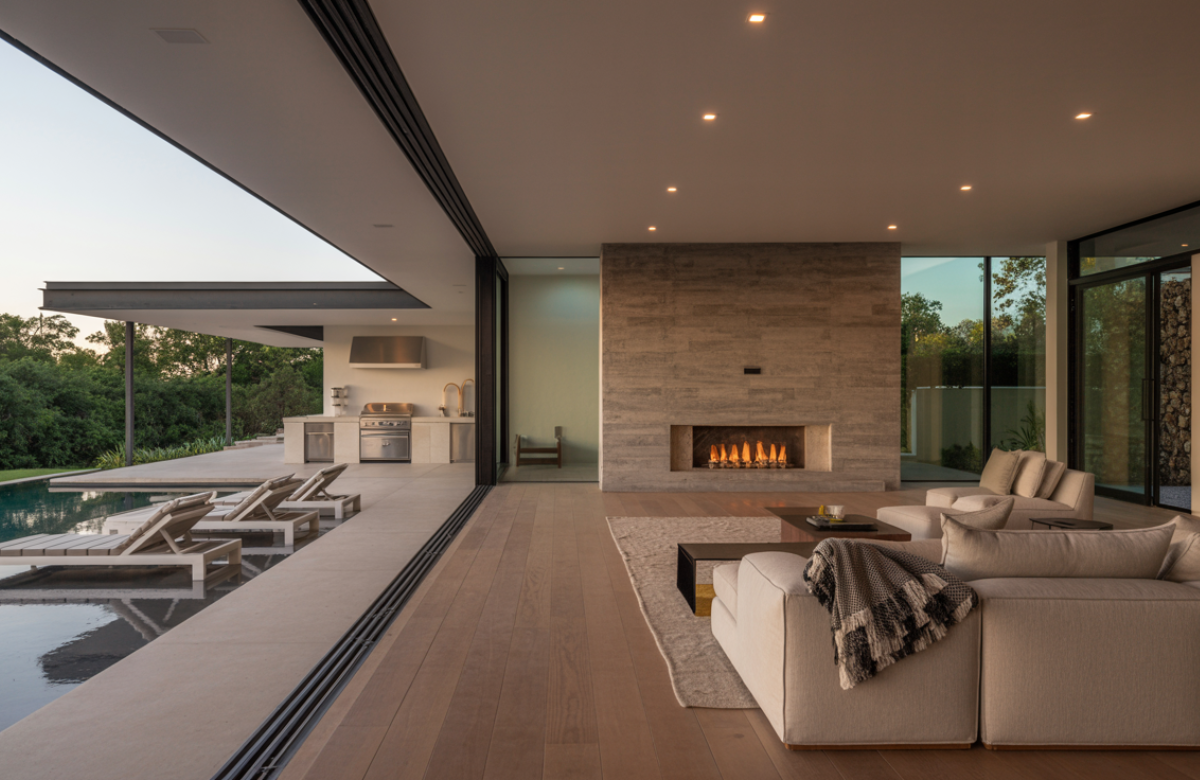 Modern Austin home with seamless indoor/outdoor living, showcasing luxury finishes, smart home technology, and eco-friendly materials.